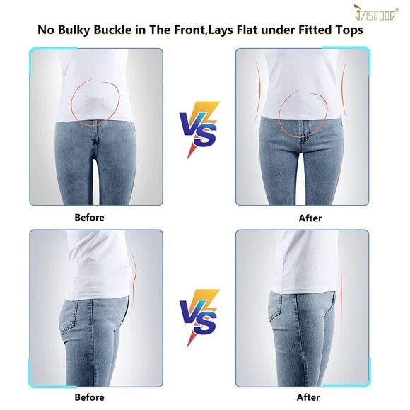 No Show Stretch Belt For Women Easily Adjustable Elastic Flat Buckle 3832 - Picture 5 of 9